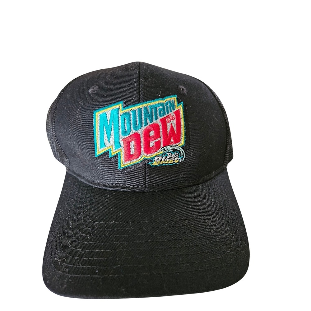 Mountain Dew Baja Blast Trucker Hat Black Snapback Mesh Cap Promo Soda Logo